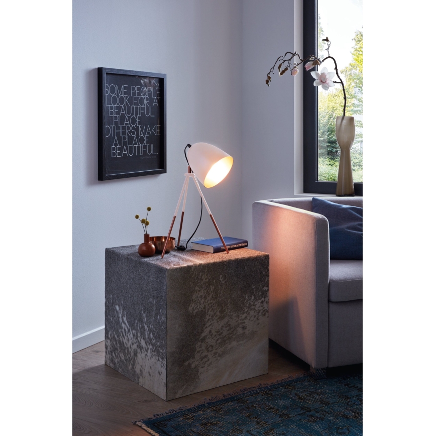 Eglo 49727 - Lampe de table CHESTER 1xE27/60W/230V blanc/cuivre