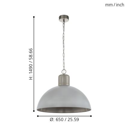 Eglo 49757 - Suspension à chaîne COLDRIDGE 1xE27/60W/230V