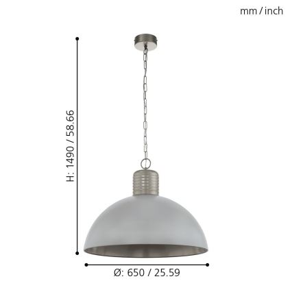 Eglo 49757 - Suspension sur chaîne COLDRIDGE 1xE27/60W/230V