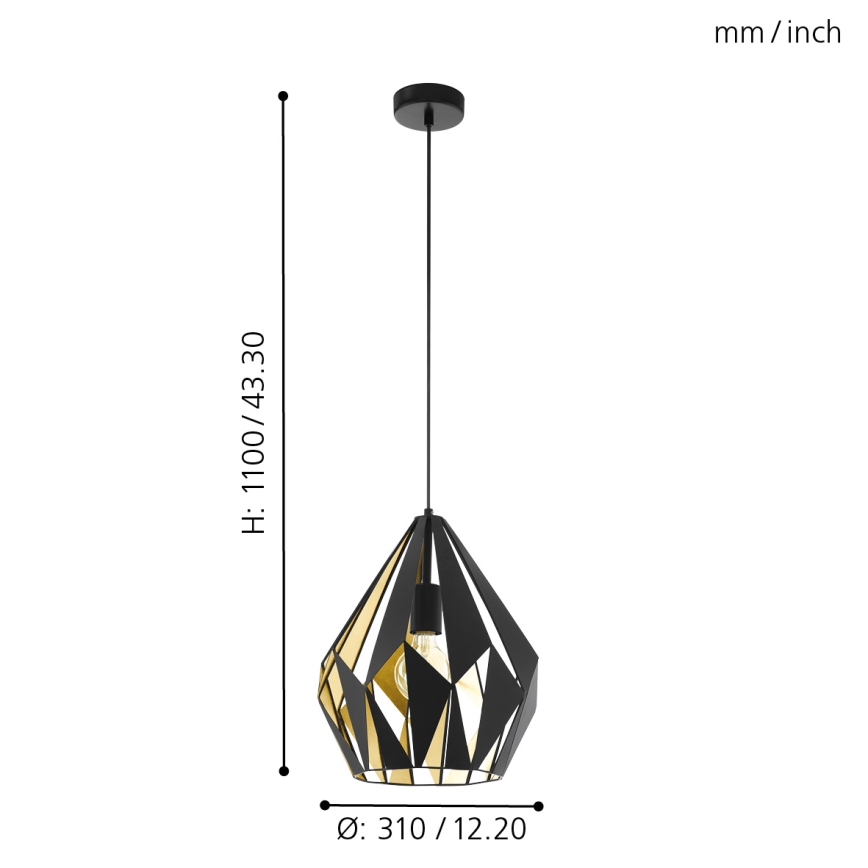 Eglo - Hanglamp 1xE27/60W/230V