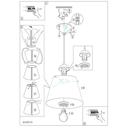 Eglo 54459 - Hanglamp aan koord MOLOVE 1xE27/60W/230V