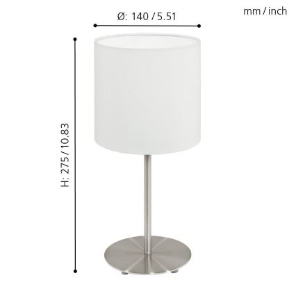 Eglo 54744 - Lampe de table ANADIA 1xE14/40W/230V blanc/chrome mat