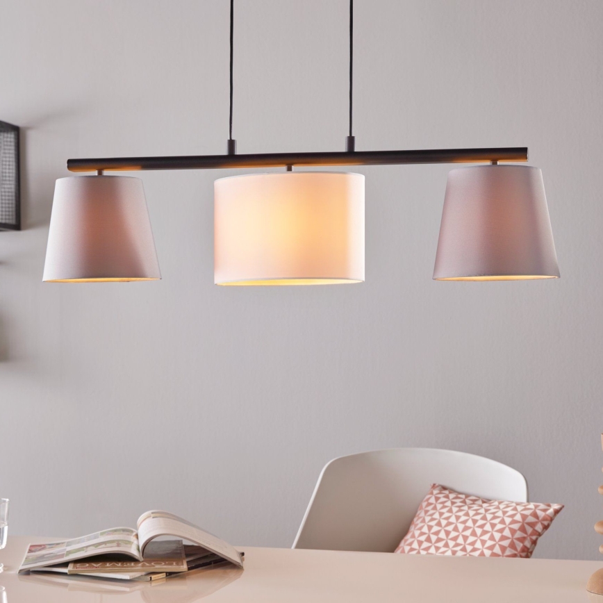 Eglo 55207 - Hanglamp aan een koord ALMEIDA 3xE14/25W/230V grijs