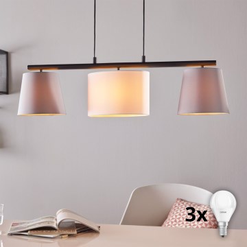 Eglo 55207 - Suspension LED sur câble ALMEIDA 3xE14/25W/230V gris