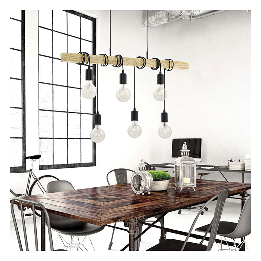 Eglo 55242 - Hanglamp aan een koord TOWNSHEND 6xE27/60W/230V