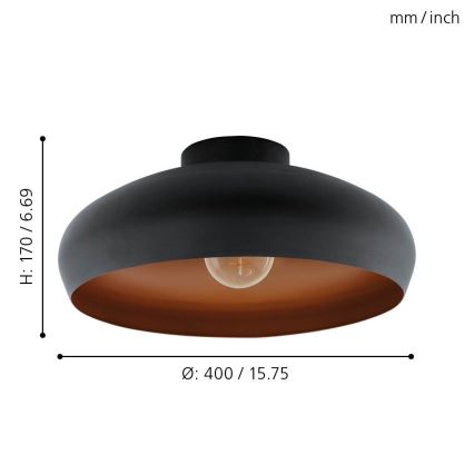 Eglo 55248 - Plafondlamp MOGANO 1xE27/60W/230V zwart