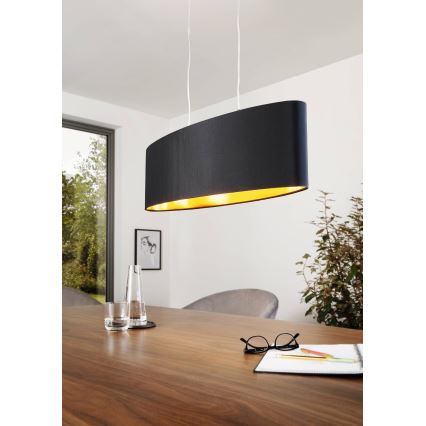 Eglo 55266 - Suspension filaire MASERLO 2xE27/60W/230V noir