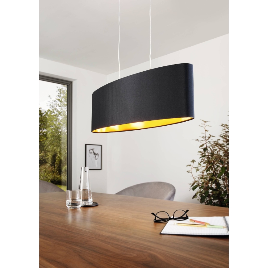 Eglo 55266 - Suspension filaire MASERLO 2xE27/60W/230V noir