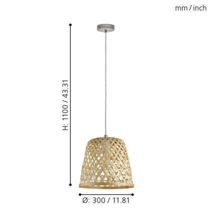 Eglo 55696 - Suspension sur câble KIRKCOLM 1xE27/60W/230V beige