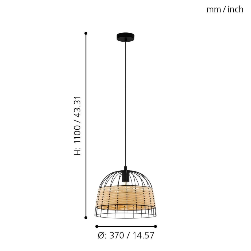 Eglo 55709 - Suspension filaire ANWICK 1xE27/40W/230V rotin