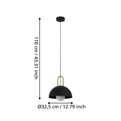 Eglo 56459 - Hanglamp met kabel CALMANERA 1xE27/40W/230V zwart