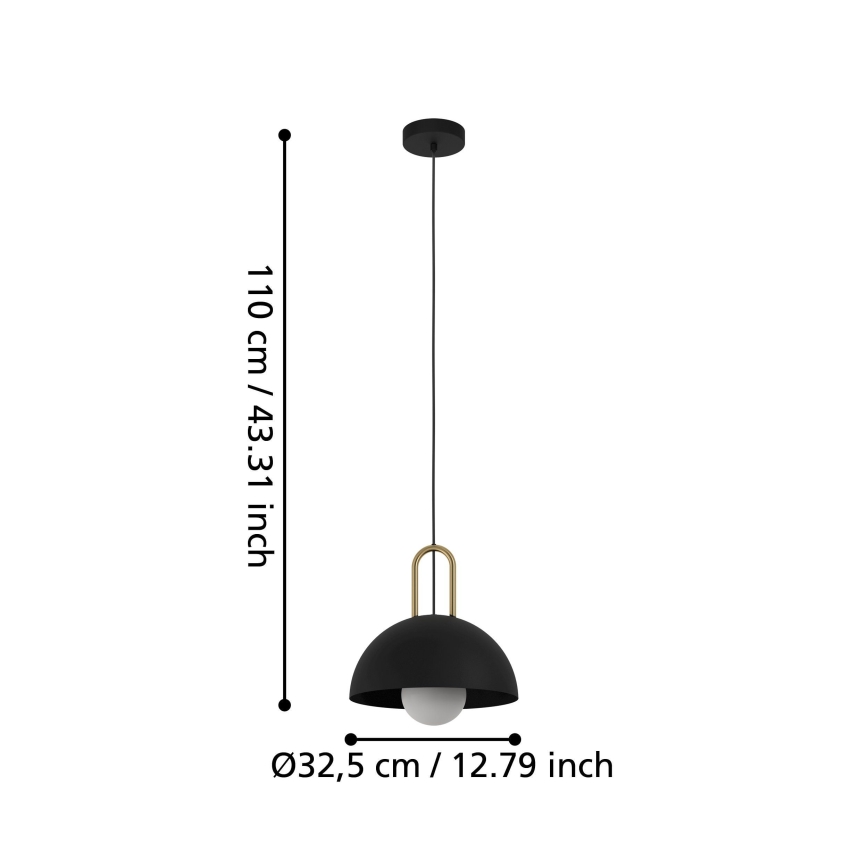 Eglo 56459 - Hanglamp met kabel CALMANERA 1xE27/40W/230V zwart