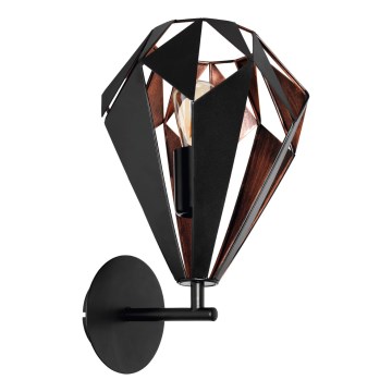 Eglo 62835 - Wandlamp CARLTON PRO 1xE27/60W/230V zwart