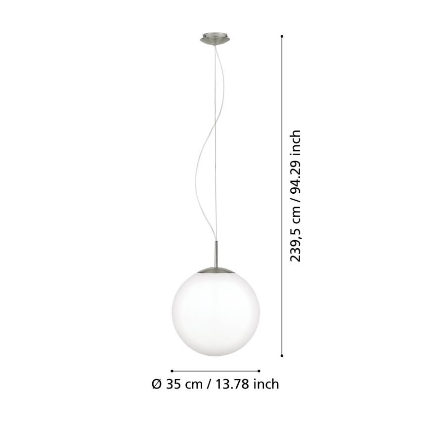 Eglo 63269 - Suspension sur câble PIEDALE 1xE27/60W/230V Ø 35 cm chrome mat