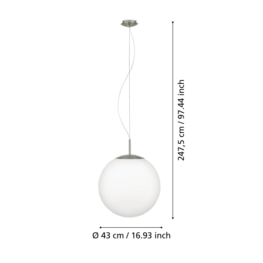 Eglo 63271 - Suspension sur câble PIEDALE 1xE27/60W/230V Ø 43 cm chrome mat