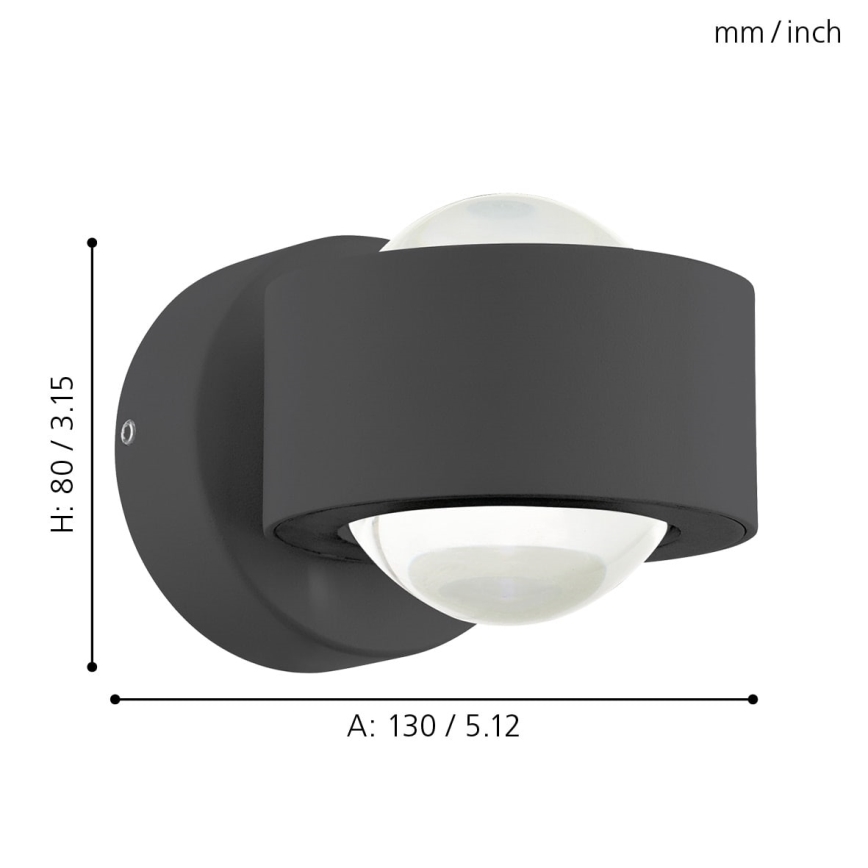 Eglo 64496 - Applique murale LED ONO PRO 2xLED/2,5W/230V anthracite