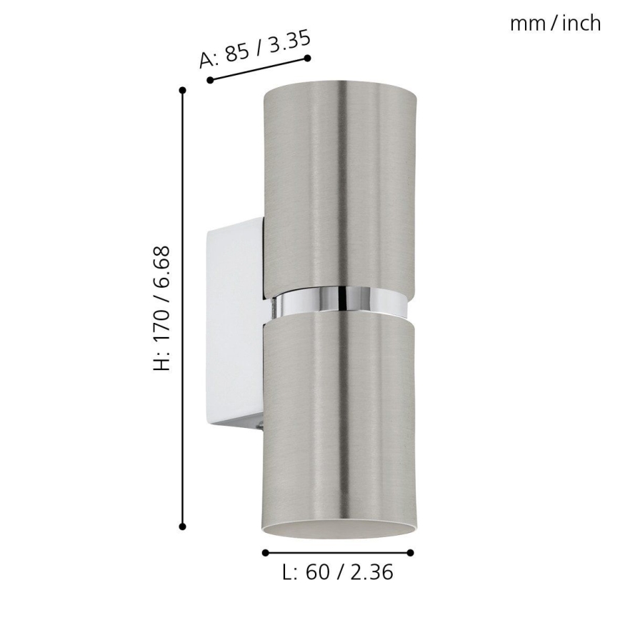 Eglo 64794 - LED wand verlichting PASSA PRO 2xGU10/3,3W/230V 3000K mat chroom