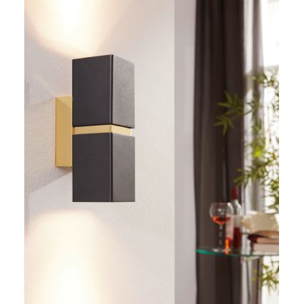 Eglo 64798 - LED wand verlichting PASSA PRO 2xGU10/3,3W/230V 3000K zwart/goud