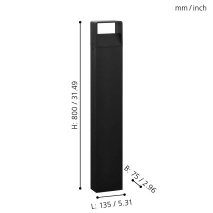 Eglo 65082 - LED Buitenlamp DONINNI PRO LED/5W/230V 3000K 40 cm IP44 antraciet