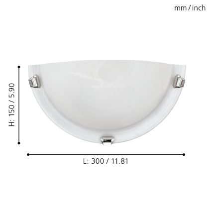 Eglo - Applique murale 1xE27/60W/230V en verre d'albâtre