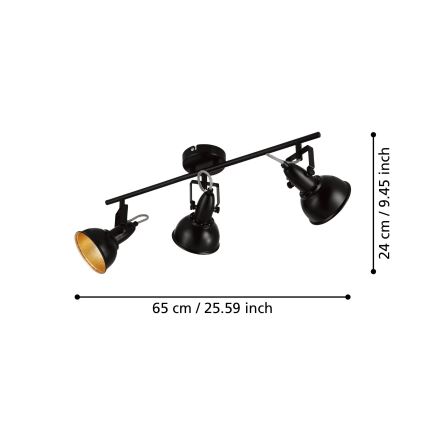 Eglo 75513 - Plafondspot THORNTON 3xE14/28W/230V zwart/goud