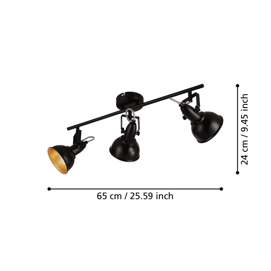 Eglo 75513 - Plafondspot THORNTON 3xE14/28W/230V zwart/goud