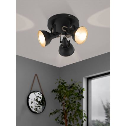 Eglo 75514 - Plafondspot THORNTON 3xE14/28W/230V zwart/goud