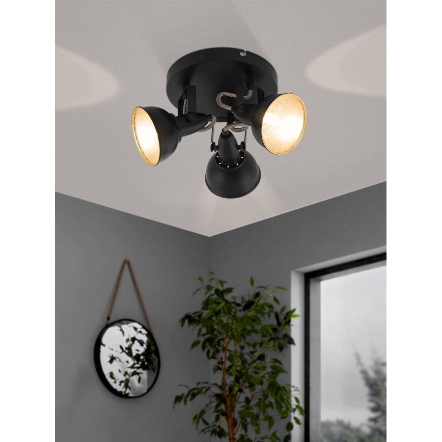 Eglo 75514 - Plafondspot THORNTON 3xE14/28W/230V zwart/goud