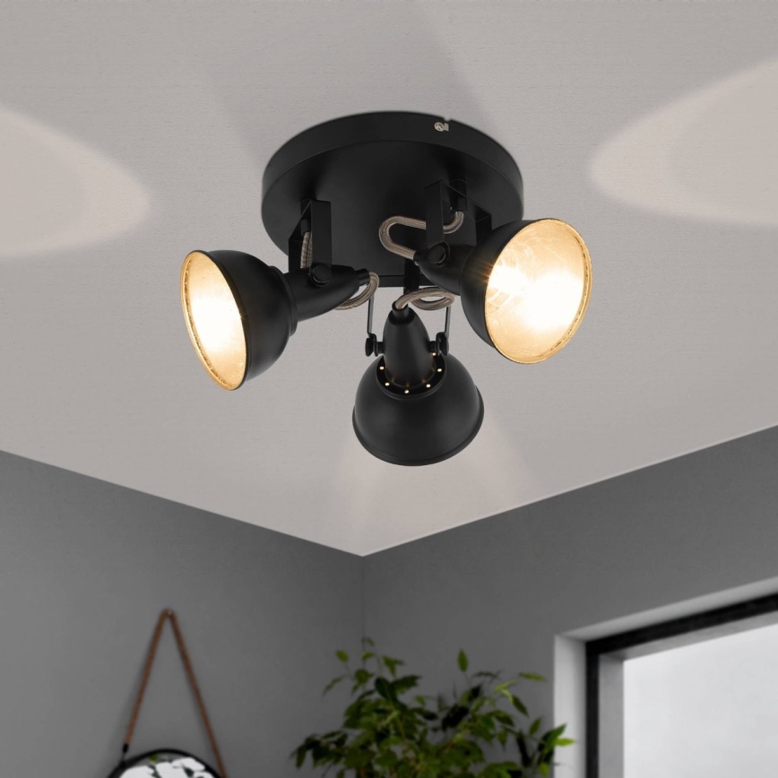 Eglo 75514 - Spot THORNTON 3xE14/28W/230V noir/doré