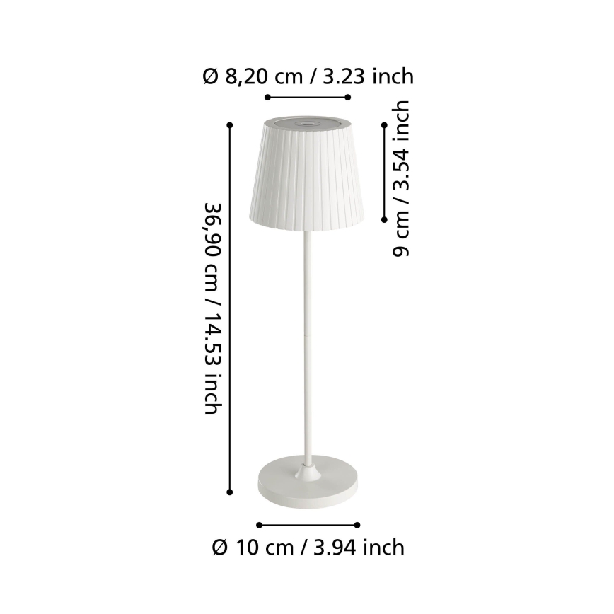 Eglo - Lampe de table extérieure rechargeable à LED dimmable/LED/3,8W/5V 2400/3000/4000K 2000 mAh IP44 blanche