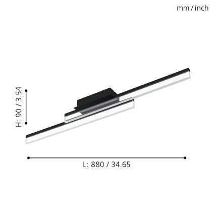 Eglo 780433 - Plafonnier LED pour salle de bains YANGUAS 2xLED/11W/230V 3000K IP44 noir