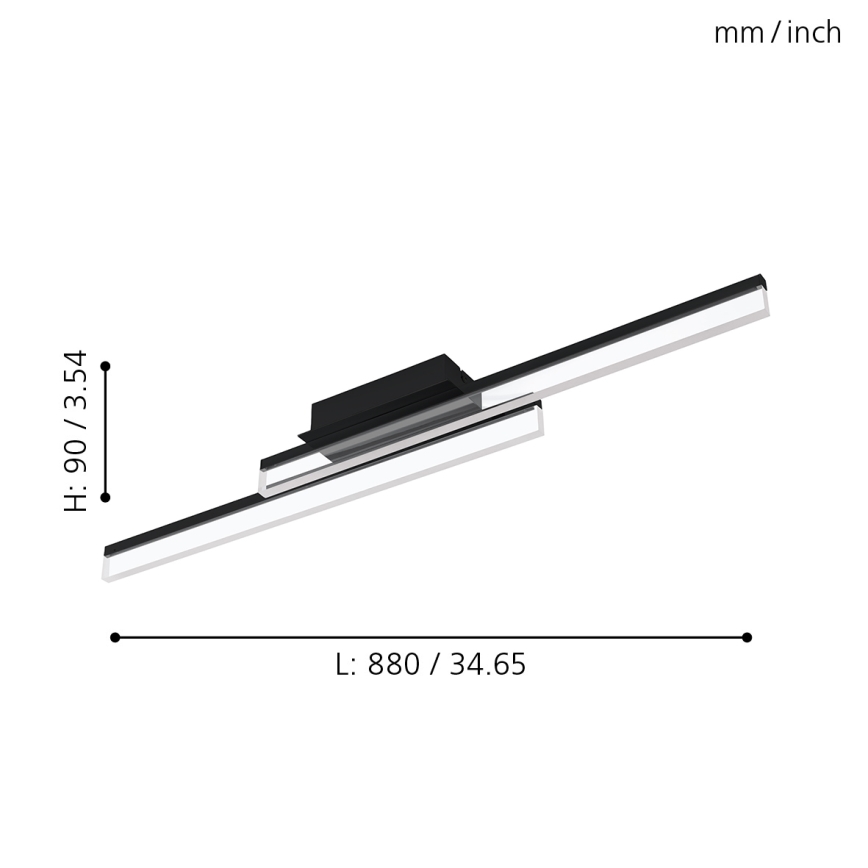 Eglo 780433 - Plafonnier LED pour salle de bains YANGUAS 2xLED/11W/230V 3000K IP44 noir
