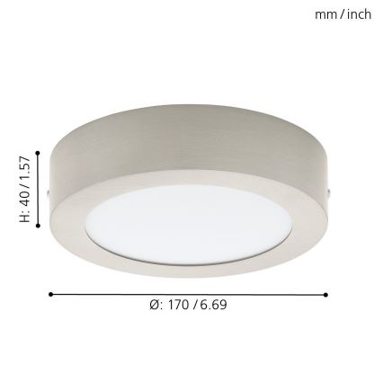 Eglo 78213 - Plafonnier LED FUEVA, 10,9 W, 230 V, Ø 17 cm