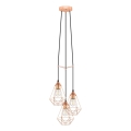 Eglo 78276 - Hanglamp aan kabel BYRON 3xE27/60W/230V koperen
