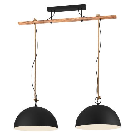 Eglo 78444 - Hanglamp aan een koord HODSOLL 2xE27/40W/230V zwart/bruin