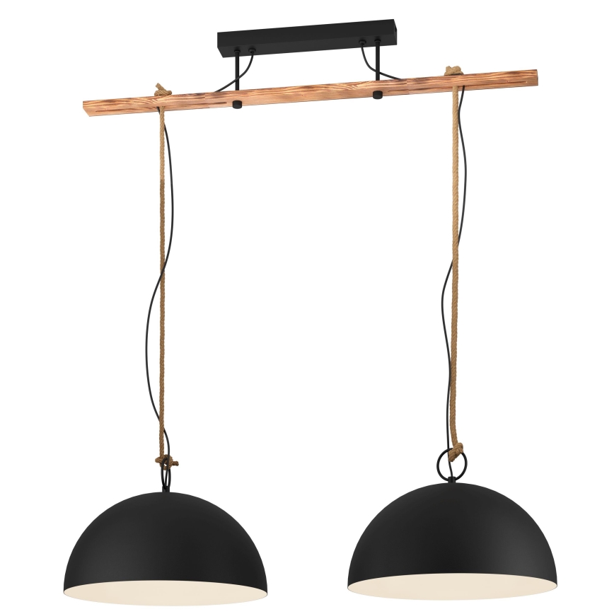 Eglo 78444 - Hanglamp aan een koord HODSOLL 2xE27/40W/230V zwart/bruin