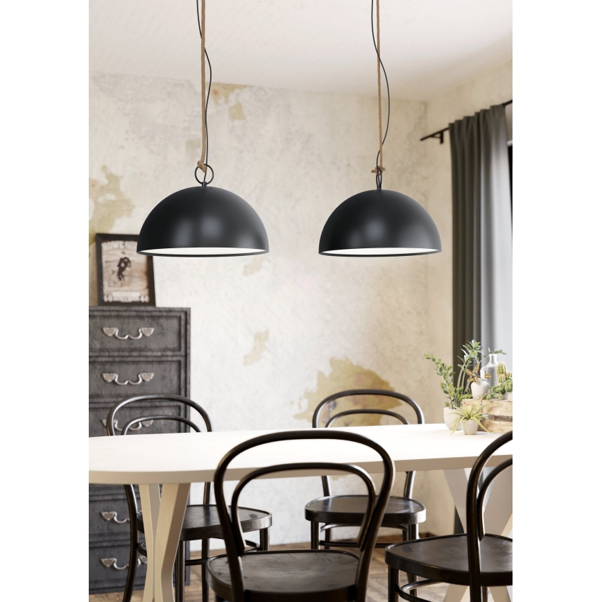 Eglo 78444 - Hanglamp aan een koord HODSOLL 2xE27/40W/230V zwart/bruin