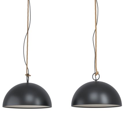 Eglo 78444 - Hanglamp aan een koord HODSOLL 2xE27/40W/230V zwart/bruin