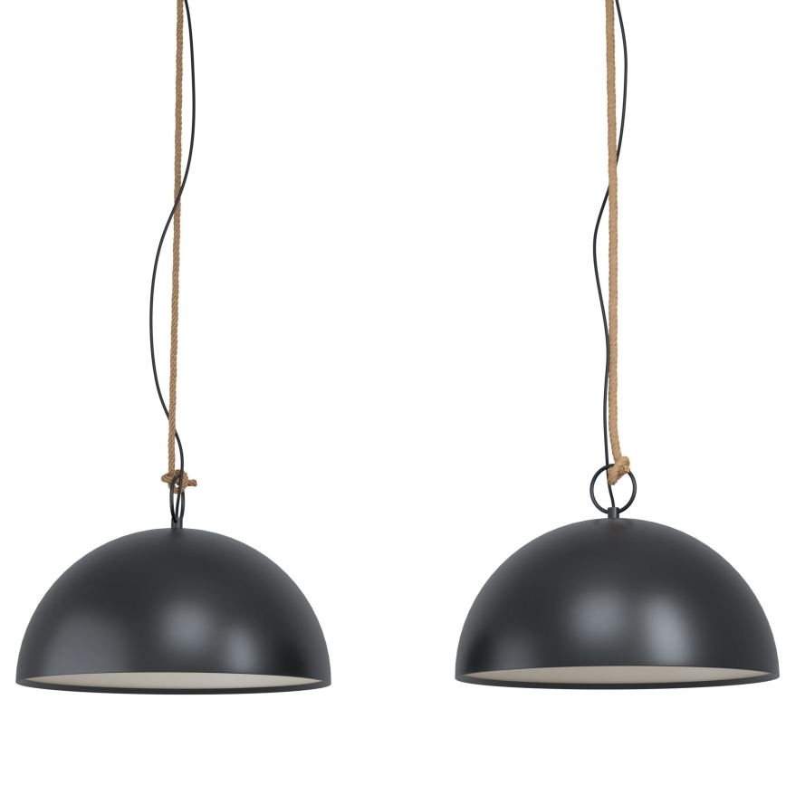 Eglo 78444 - Hanglamp aan een koord HODSOLL 2xE27/40W/230V zwart/bruin