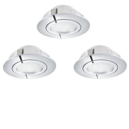 Eglo 78761 - LOT 3x Spot encastrable à intensité variable PINEDA LED/6W/230V 3000K chrome brillant