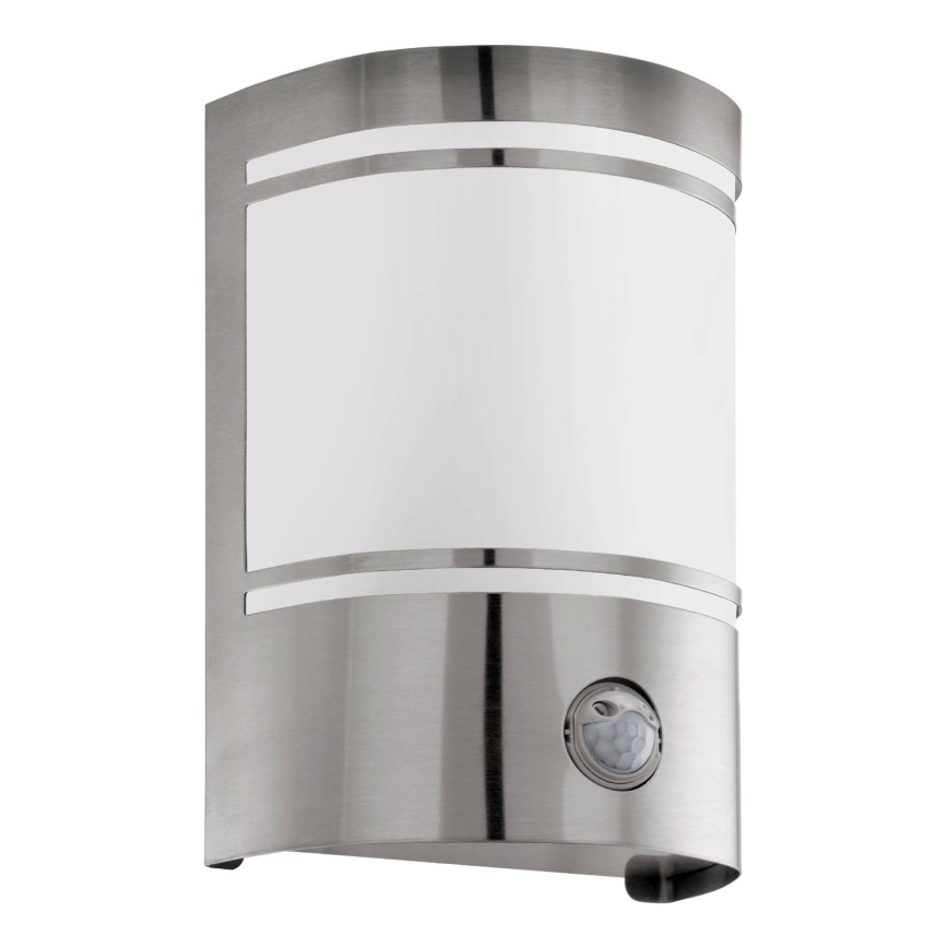 Eglo 79284 - Wandlamp voor buiten met sensor CERNO 1xE27/40W/230V glanzend chroom IP44