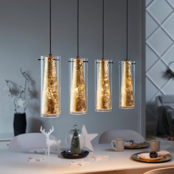 Eglo 79344 - Hanglamp aan een koord PINTO GOLD 4xE27/40W/230V goud