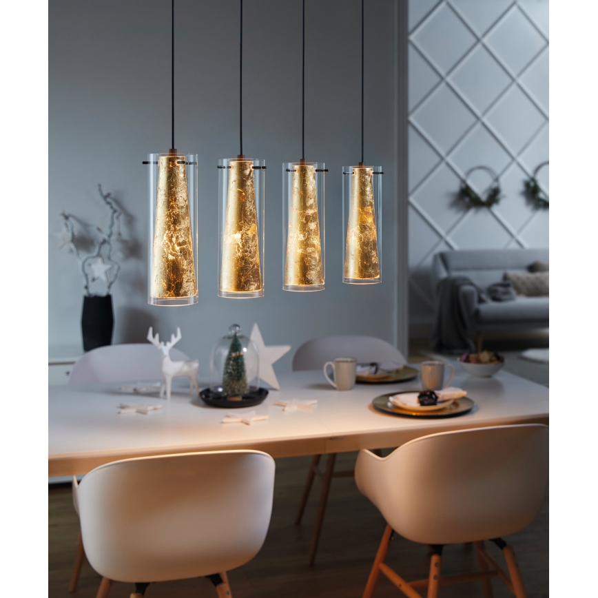 Eglo 79344 - Hanglamp aan een koord PINTO GOLD 4xE27/40W/230V goud