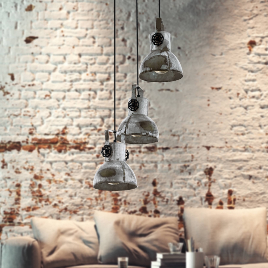 Eglo 79371 - Hanglamp aan kabel BARNSTAPLE 3xE27/40W/230V bruin/patina