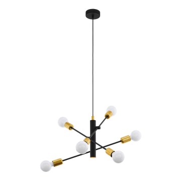 Eglo 79453 - Hanglamp aan een koord SAN ROBERTO 6xE27/60W/230V zwart/goud