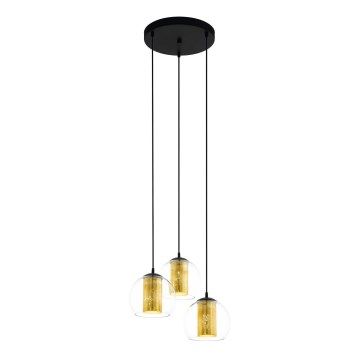 Eglo 79458 - Suspension sur câble BOLSANO 3xE27/28W/230V dorée/noire