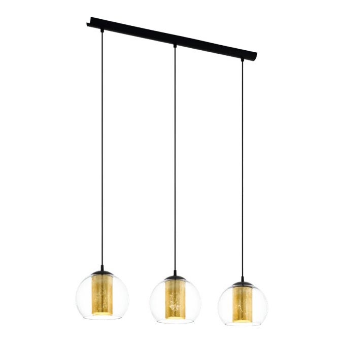 Eglo 79461 - Pendellamp met kabel BOLSANO 3xE27/28W/230V goud/zwart