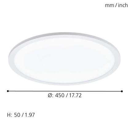Eglo 79469 - Plafonnier à intensité variable POZZALLO LED/21W/230V 2700-6500K blanc + Télécommande