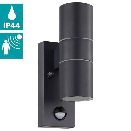 Eglo 79545- Applique murale LED extérieure avec détecteur ARAPONGAS 2xGU10/2,8W/230V IP44 noir