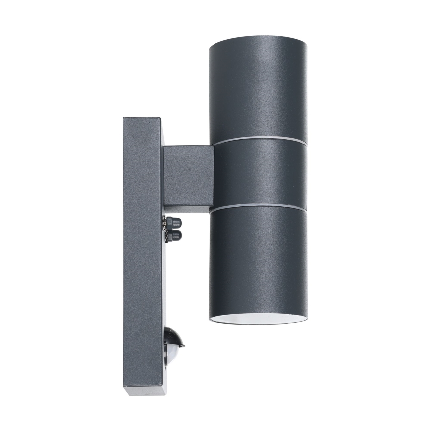 Eglo 79545- Applique murale LED extérieure avec détecteur ARAPONGAS 2xGU10/2,8W/230V IP44 noir